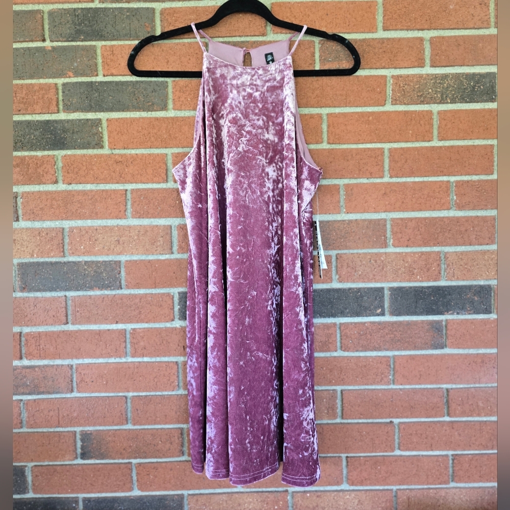 Design Lab Dress Women's Medium Pink Crushed Velvet Sleeveless Romantic  NWT‎